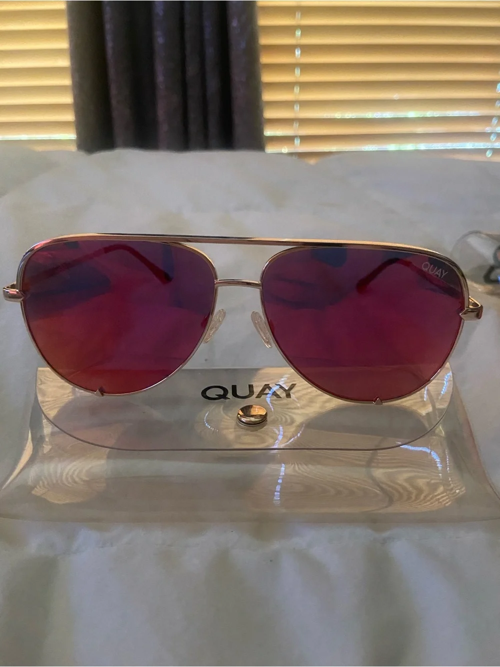 Quay Australia Red Aviator Sunglasses